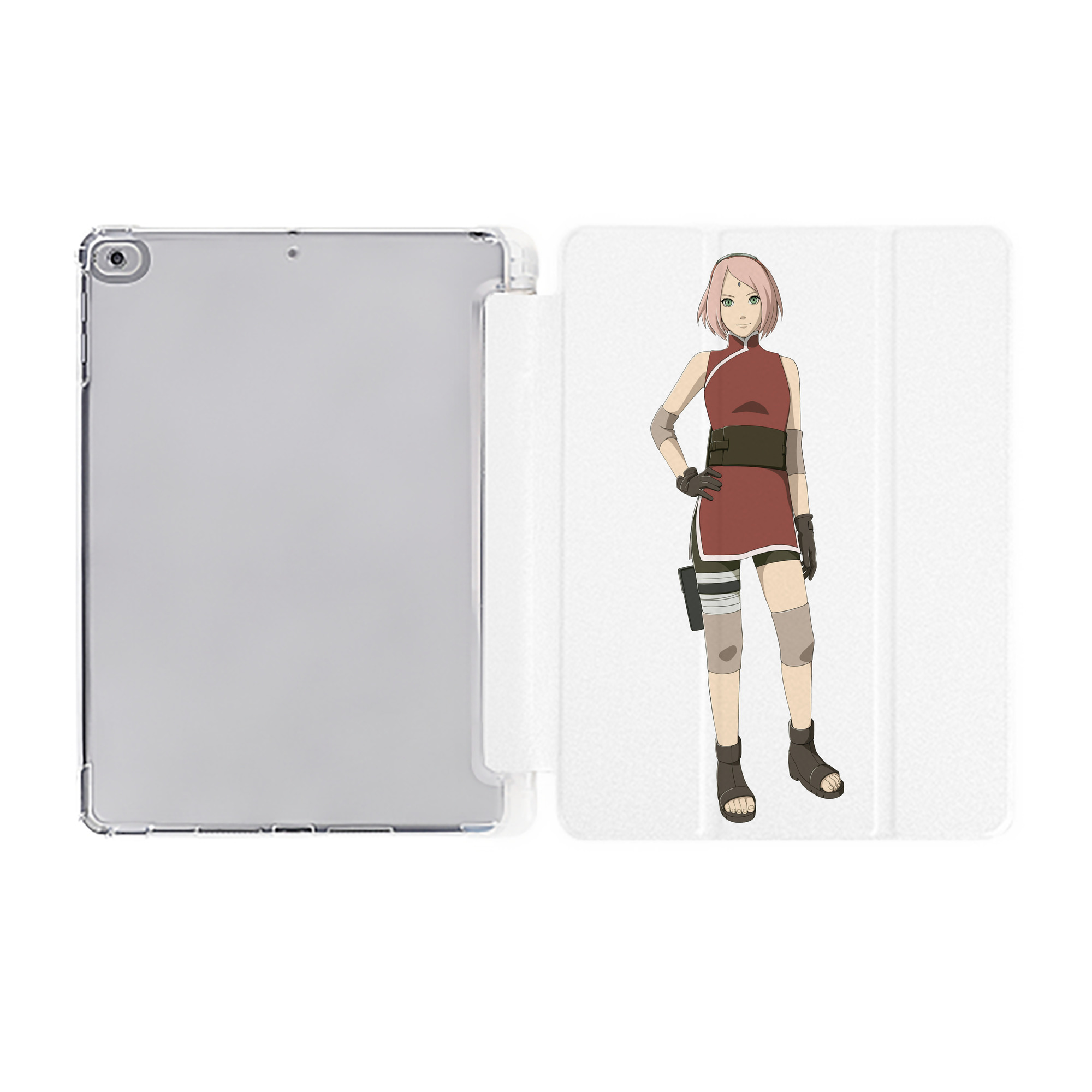 （画像用） NARUTO -ナルト- 春野サクラ Haruno Sakura IPad ケース ペン収納付き 三つ折りスタンド PUレザー×シリコン 対応機種9.5/10.5/10.9インチ